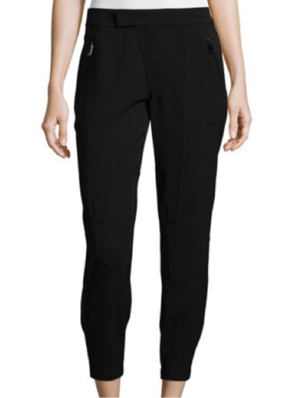 VINCE Asymmetrical Fly Black Track Ankle Pants
